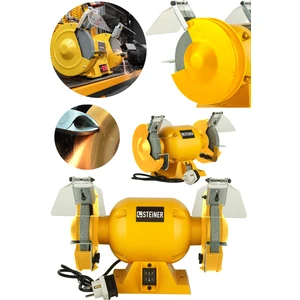 Alman 200 mm Turbo 4000 Watt Çark Motoru Zımpara Balta Bıçak Bileme Makinesi Taş Motoru Taşlama Sarı