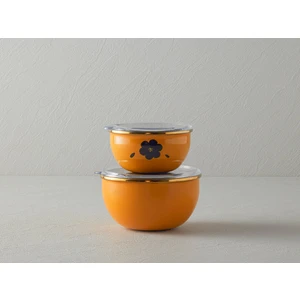 English Home Bohemia Emaye 2'li Saklama Kabı 12-14 cm Hardal