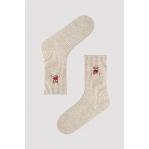 Teddy Bear Desenli Kalın Soket Çorap