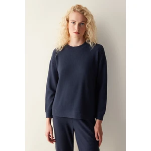 Lilah Waffle Lacivert Sweatshirt Lacivert Pijama Üstü