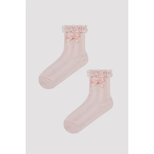 Kız Çocuk Pembe Dantelli Soket Çorap