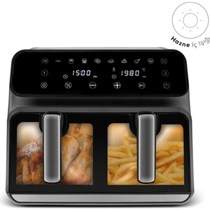 Multifry Xxxl 9 Litre Dijital Çift Hazne Kullanılabilen Yüksek Kapasiteli Cam Pencereli Airfryer