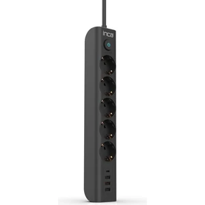 IPW-44TU 5 Port 2x Usb+ Type-C Akım Korumalı LED Tuşlu Priz 1.5m - Siyah