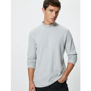 Dik Yaka Ince Triko Kazak Uzun Kollu Yumuşak Dokulu