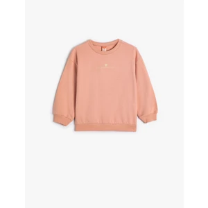 Sweatshirt Uzun Kollu Bisiklet Yaka Baskı Detaylı Şardonlu Pamuklu