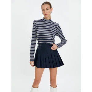 Uzun Kollu Tişört Dik Yaka Pamuklu Fitilli