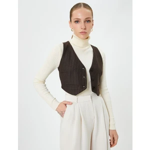 Koton Crop Yelek Düğmeli Mini Cepli