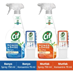Power & Shine Cleanboost Sprey Mutfak 750ml + Mutfak 70ml + Banyo 750ml + Konsantre Banyo 70ml