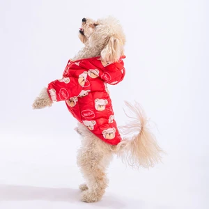 Kırmızı Teddy Puff Köpek Montu Köpek Yağmurluğu Köpek Kıyafeti