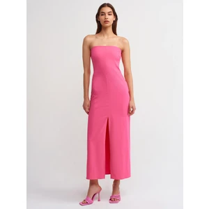 90758 Yırtmaçlı Straplez Elbise-Pembe