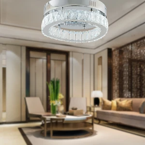 Ardenia Tekli Krom Ledli 3 Renkli  Kristalli Taşlı Modern Tasarım LED Kristal Salon Avize