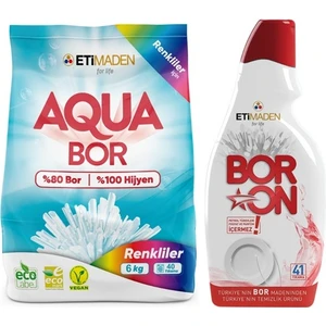 Aquabor Toz Çamaşır Deterjanı 6 kg Renkliler + Jel Bulaşık