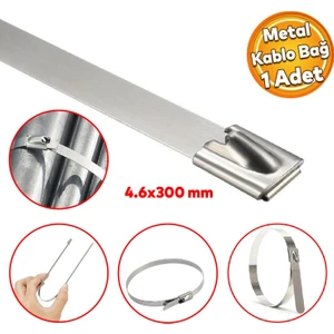 Cırt Kelepçe Metal Paslanmaz Çelik Kablo Zip Bağı Çok Amaçlı Bağlama 4.6X300 1 Adet