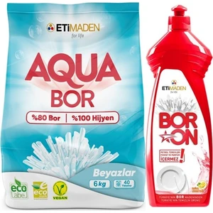 Aquabor Toz Çamaşır Deterjanı 6 kg Beyazlar + Boron Elde Bulaşık