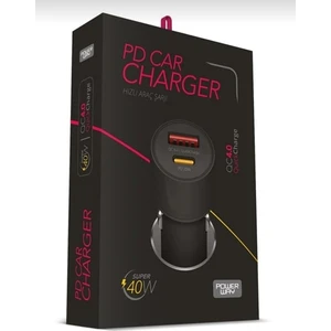 Powerway CC40 40W Hızlı Şarj - USB ve Pd Çıkışlı Araç Şarj Aleti Çakmaklık Qc 4.0