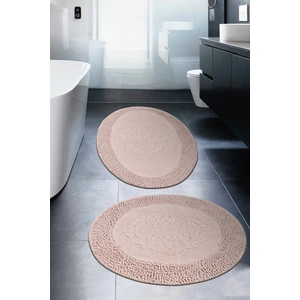 Madame Clean  Tiffany Oval 2'li Pamuklu Klozet Takımı Pudra Banyo Paspas Seti