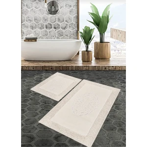 Madame Clean Cotton Special 2'li Osmanlı Desen Pamuklu Klozet Takımı Krem