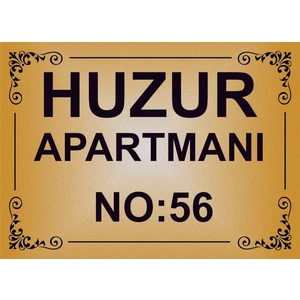Yüksel 34 Apartman Kapısı Isimliği ,simli Gold Renkli Aliminyum Levha