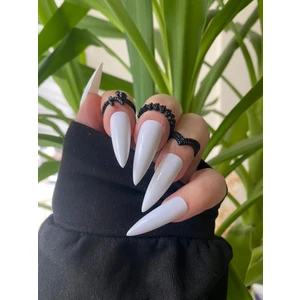 SYBELLE KOZMETİK  20 Adet Beyaz Stiletto Takma Tırnak