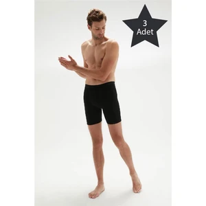 Erdem 3'lü Siyah Erkek Süper İnce Doğal Bambu Uzun Boxer 1013