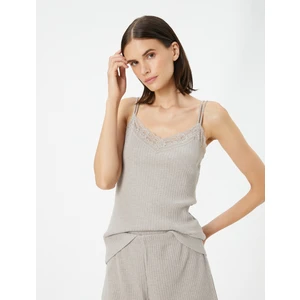 Dantelli Pijama Üstü İnce Askılı Fitilli