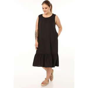 Piano Luce  Schık Kadın Büyük Beden Kolsuz Elbise Siyah SCKWM21EL01