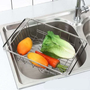 Lavabo Drenaj Rafı Paslanmaz Çelik Drenaj Sepeti Lavabo Kase Geri Çekilebilir Drenaj Sepeti Mutfak Bulaşıklık Depolama (Yurt Dışından)