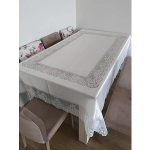 Madame Clean Tül Masa Örtüsü Şık Tasarım Dantelli Dertsiz 160X220