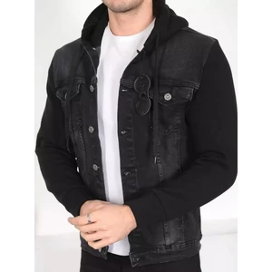 Bay Aygün 3115 Kolu ve Şapkası Penye Kot Mont_siyah