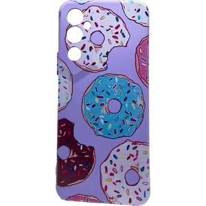 Tecno Pova Neo 2 Kılıf Donut Pasta Desenli Lila Kapak Korumalı Kılıf