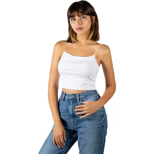 Terapi Men Kadın Beyaz İp Askılı Crop Top Büstiyer Bluz Atlet 23K-TRP-CRP01