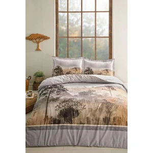 Scenery Gri Çift Kişilik Lastikli Fitted Çarşaf Nevresim Takımı
