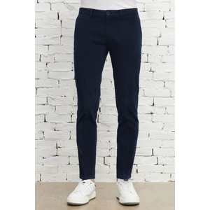 Altınyıldız Classics Erkek Lacivert Slim Fit Dar Kesim Yan Cepli Pamuklu Esnek Armürlü Pantolon