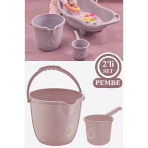 Bebek Banyo Su Kovası ve Maşrapası Seti Saplı Oluklu Kova 13 lt ve Maşrapa 1,5 lt 2’li Set