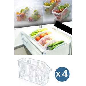 4 Adet Şeffaf Buzdolabı Sepeti, Mutfak Dolap İçi Düzenleyici Sebze Meyve Organizer 4'lü Set