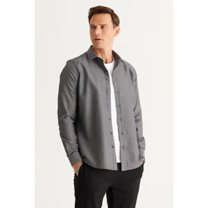ALTINYILDIZ CLASSICS Erkek Siyah Slim Fit Dar Kesim Klasik Yaka Armürlü Pamuklu Gömlek