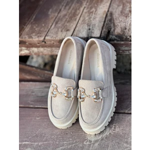 Tina Bej Süet Taşlı Toka Deaylı Kadın Loafer