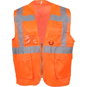 Mühendis Tipi Reflektörlü Yönetici Yeleği Cepli Motorcu Yeleği Fermuarlı İkaz Yeleği