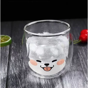 By Como Ayıcıklı Çift Camlı Çift Cidarlı Isıya Dayanıklı Cam Kupa 380 ml Çift Katlı Isı Yalıtımlı Cam Bardak