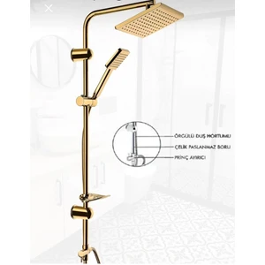 İsaoğlu Yapı Gold Duş Seti Gold Tepe Yağmurlama Sistemi Alt Banyo Armatür Dahil Komple Set Altın Duş Başlığı