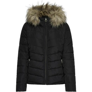 Siyah Kadın Mont Onlellan Quılted Hood Jacket cc Otw