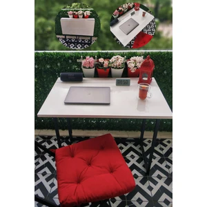 Yüceer Home Pratik Katlanır Taşınabilir Metal Ayaklı Balkon Masası Bahçe Masası Yemek Masası Çalışma Masası