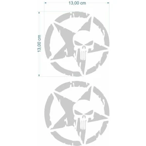 Army Yıldız Kuru Kafa 13 x 13 cm Gri Sticker 2 Li