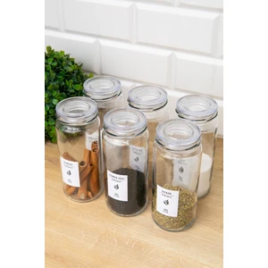 DNS Home 6'lı Cam Kavanoz Seti Baharatlık Seti ve 24 Adet Baharat Etiketli 500 ml