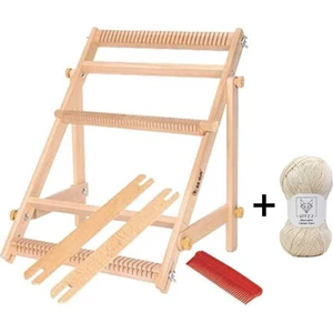 Şirin Kasnak Ayaklı Ahşap Dokuma Tezgahı // 56 Kanallı + Tezgah Ipi