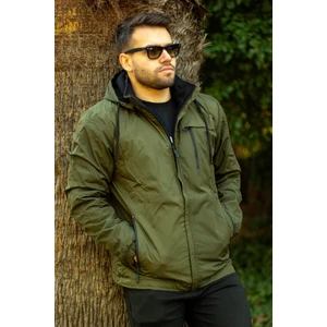 Azıcık Akıllı Erkek Haki Suya Dayanıklı Rüzgar Geçirmez Çıkarılabilir Kapüşonlu Balıkçı Motorcu Mont 23EMNTR860