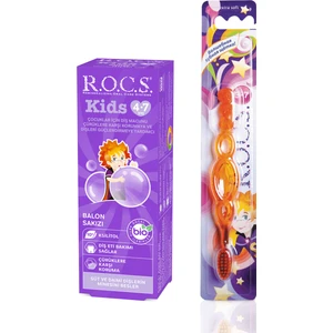 Kids 4-7 Yaş Balon Sakızı Tadında Diş Macunu 45 gr ve Diş Fırçası Seti-YENİ AMBALAJ