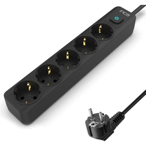 IPW-44SY3 5 Port Akım Korumalı LED Tuşlu Priz 3m - Siyah