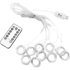Perde Peri LED  2,5m X2,5m 10 Saçak Gün Işığı Kumanda/usb/animasyon