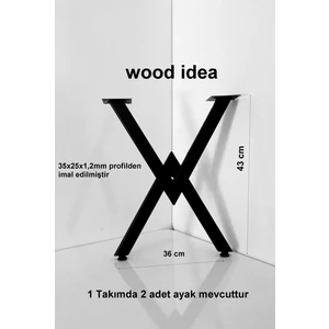 Wood Idea Metal Sehpa Ayakları Bench Ayağı Retro Model Ayak Dekoratif Ahşap Kütük Masif Zigon Ayağı